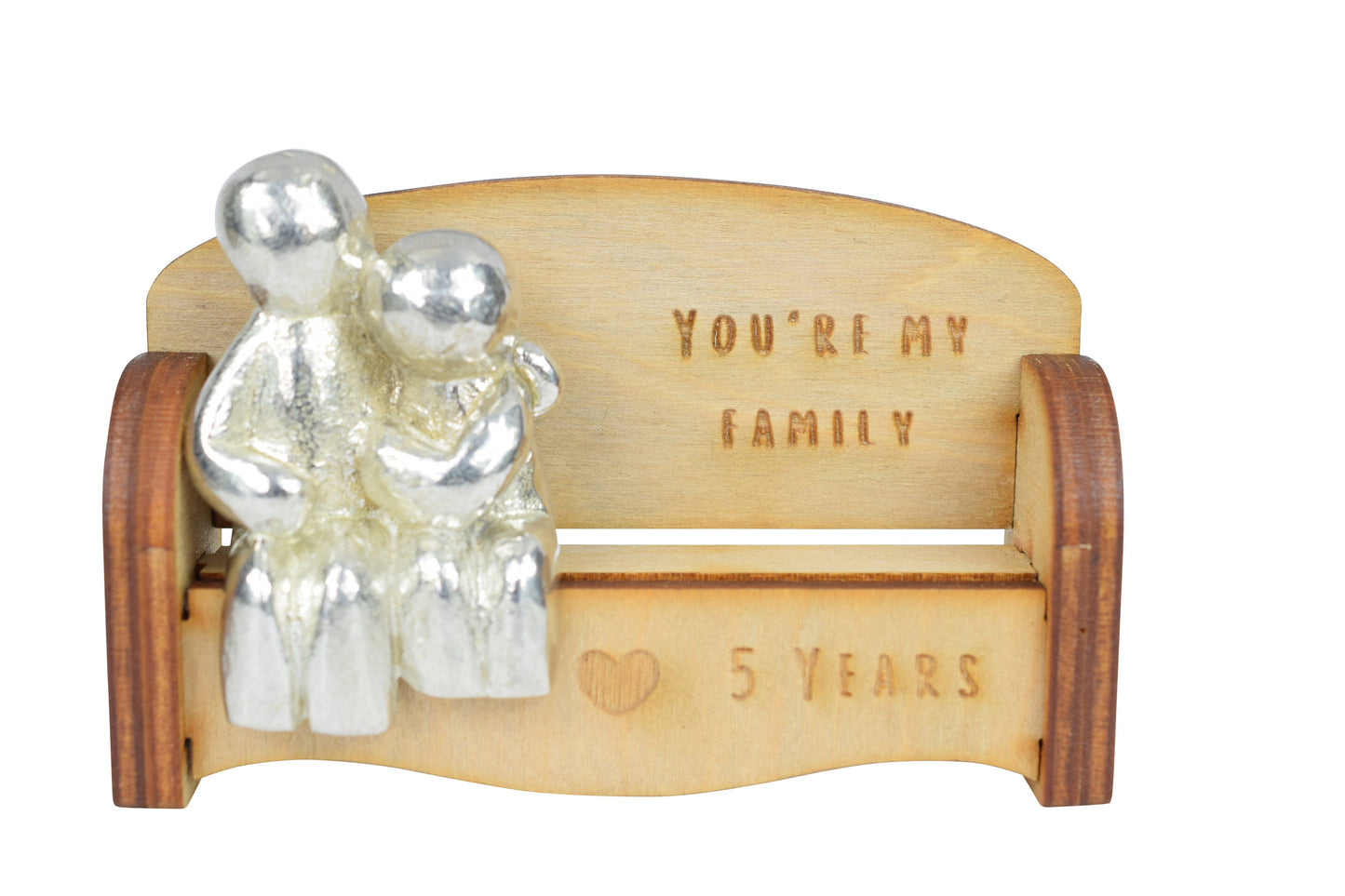 You're my family - 5 Years | Cuddling Couple on the Sofa | I Love You Gift | Wooden Sofa Bench | Part of the We Made a Family Range