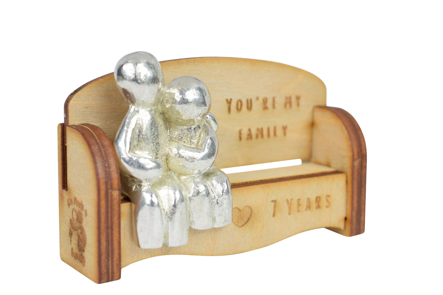 You're my family - 7 Years | Cuddling Couple on the Sofa | I Love You Gift | Wooden Sofa Bench | Part of the We Made a Family Range