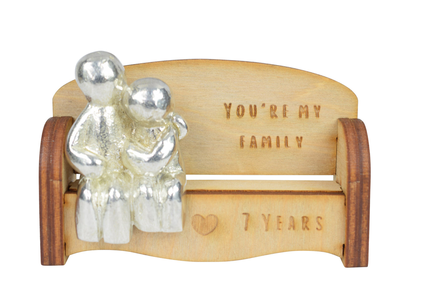 You're my family - 7 Years | Cuddling Couple on the Sofa | I Love You Gift | Wooden Sofa Bench | Part of the We Made a Family Range