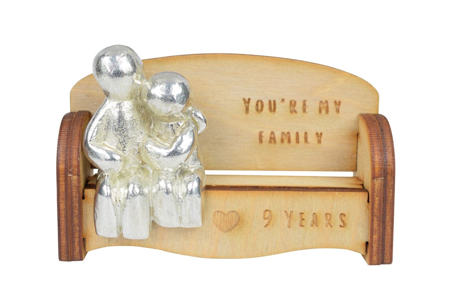 You're my family - 9 Years | Cuddling Couple on the Sofa | I Love You Gift | Wooden Sofa Bench | Part of the We Made a Family Range