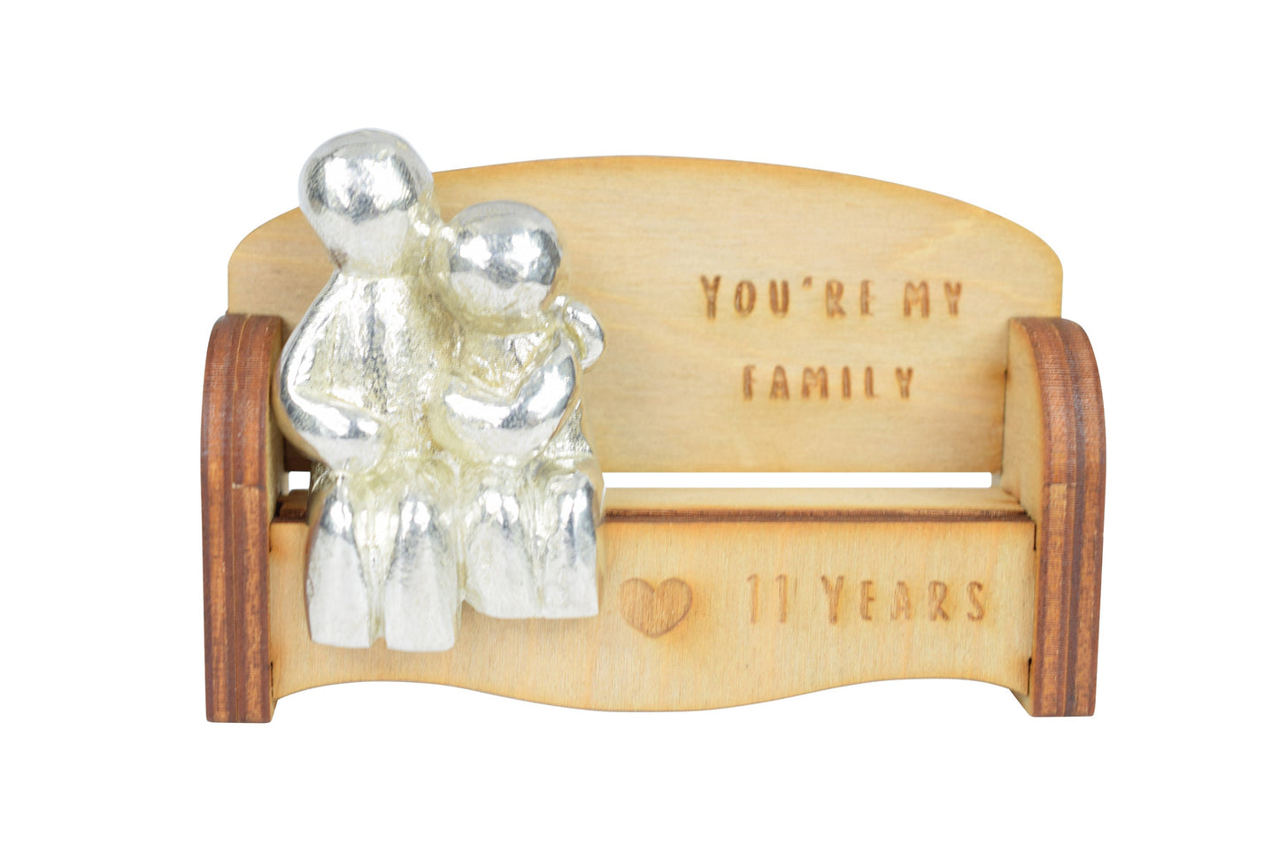 You're my family - 11 Years | Cuddling Couple on the Sofa | I Love You Gift | Wooden Sofa Bench | Part of the We Made a Family Range