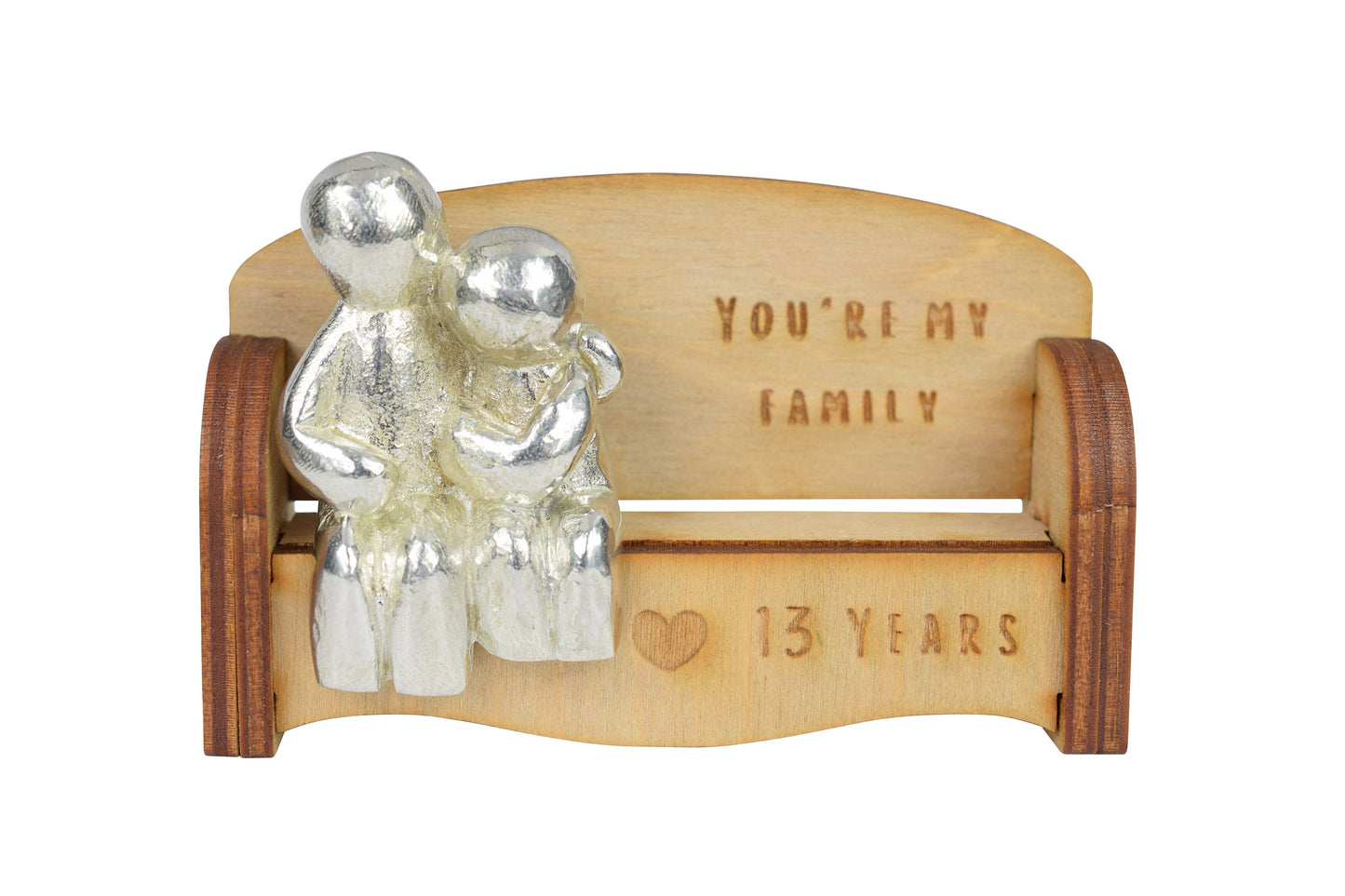 You're my family - 13 Years | Cuddling Couple on the Sofa | I Love You Gift | Wooden Sofa Bench | Part of the We Made a Family Range