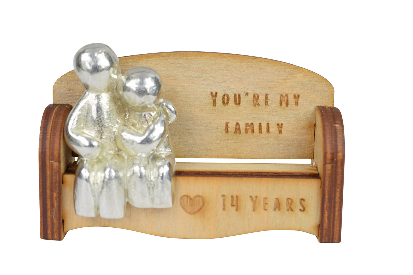 You're my family - 14 Years | Cuddling Couple on the Sofa | I Love You Gift | Wooden Sofa Bench | Part of the We Made a Family Range