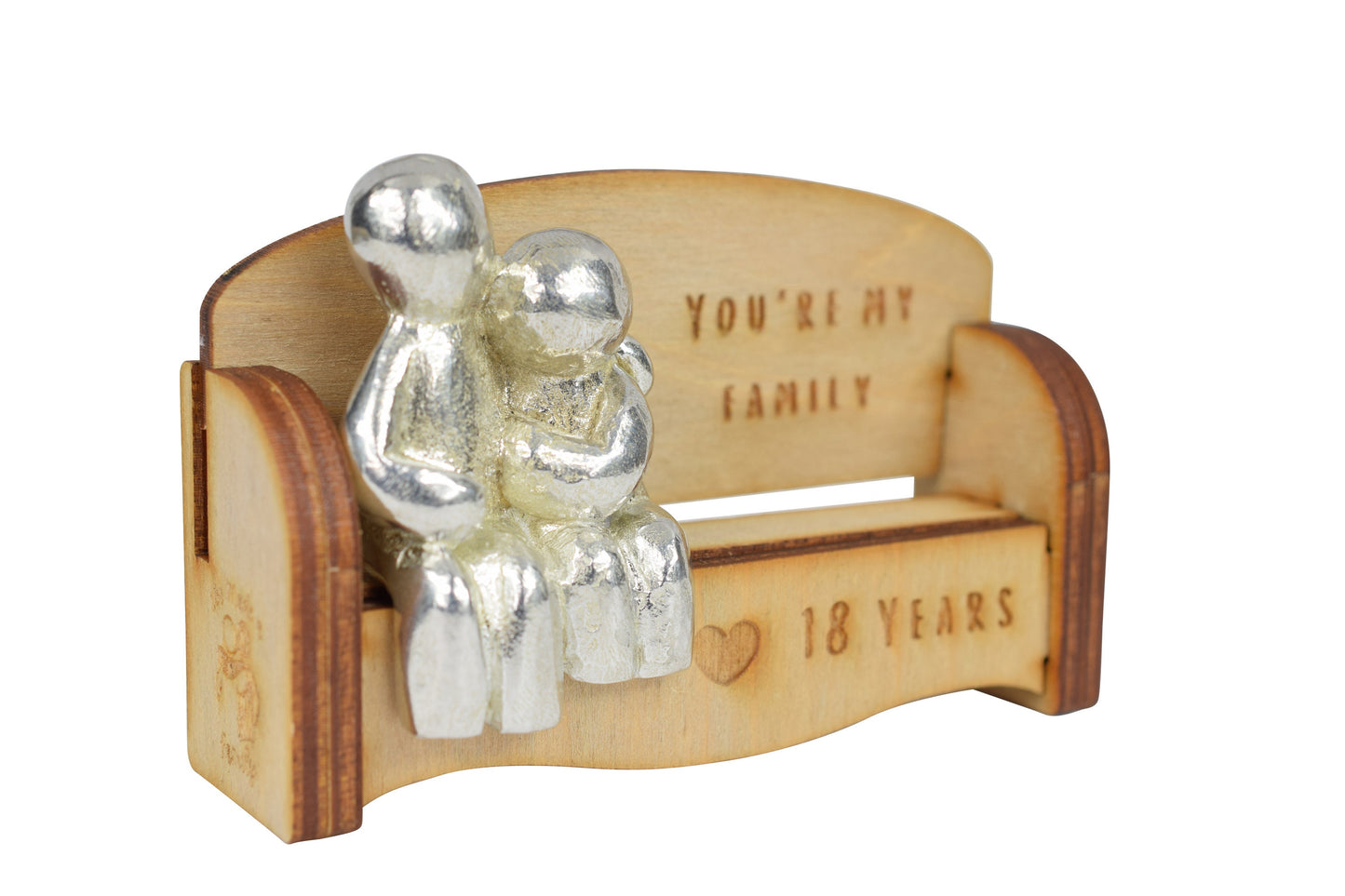 You're my family - 18 Years | Cuddling Couple on the Sofa | I Love You Gift | Wooden Sofa Bench | Part of the We Made a Family Range
