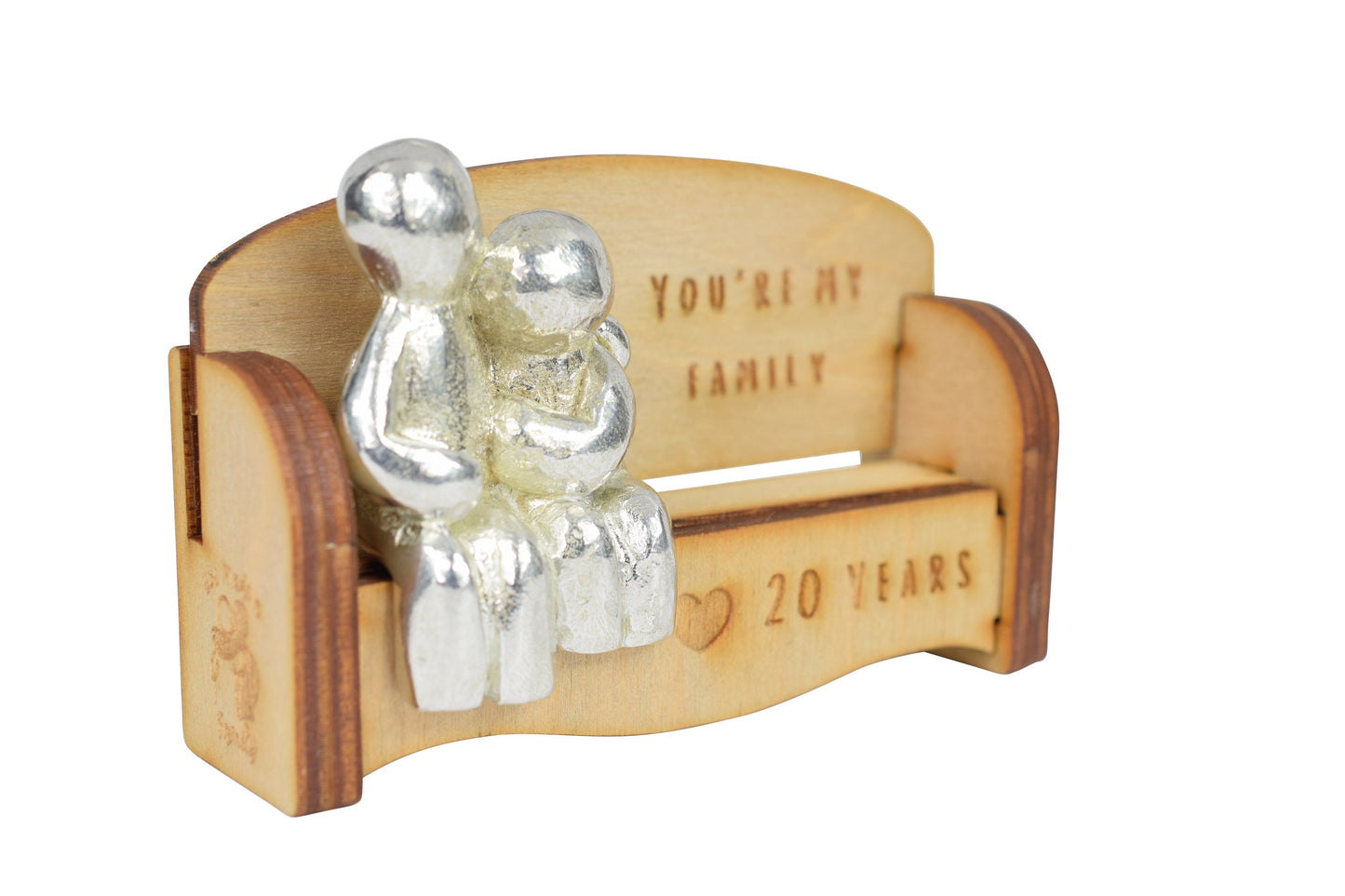 You're my family - 20 Years | Cuddling Couple on the Sofa | I Love You Gift | Wooden Sofa Bench | Part of the We Made a Family Range