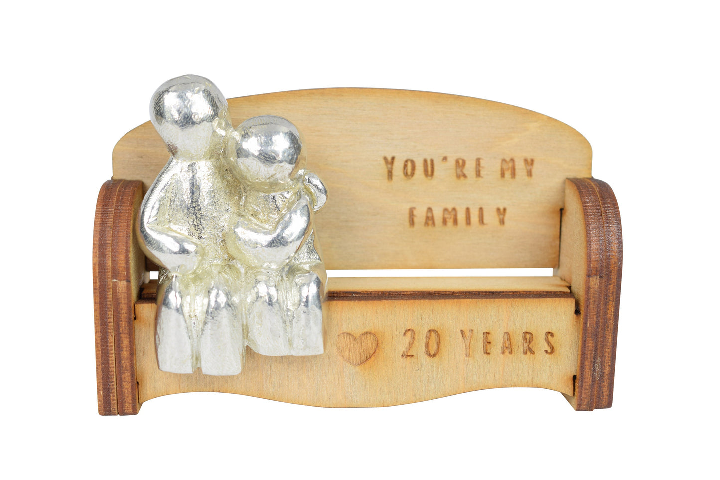 You're my family - 20 Years | Cuddling Couple on the Sofa | I Love You Gift | Wooden Sofa Bench | Part of the We Made a Family Range