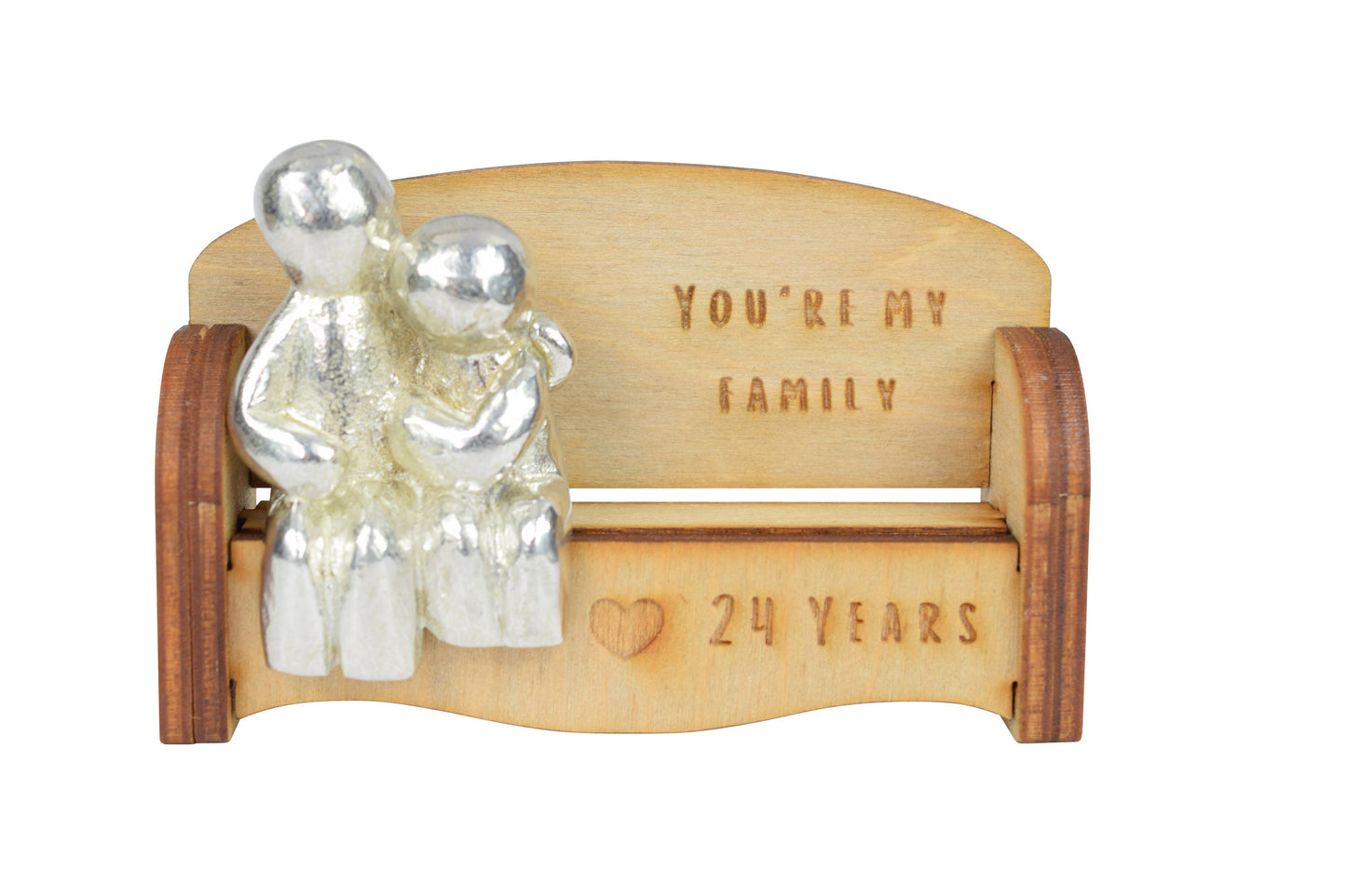 You're my family - 24 Years | Cuddling Couple on the Sofa | I Love You Gift | Wooden Sofa Bench | Part of the We Made a Family Range