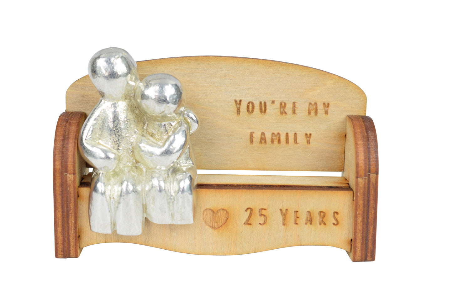 You're my family - 25 Years | Cuddling Couple on the Sofa | I Love You Gift | Wooden Sofa Bench | Part of the We Made a Family Range