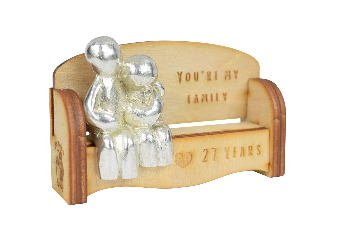 You're my family - 27 Years | Cuddling Couple on the Sofa | I Love You Gift | Wooden Sofa Bench | Part of the We Made a Family Range