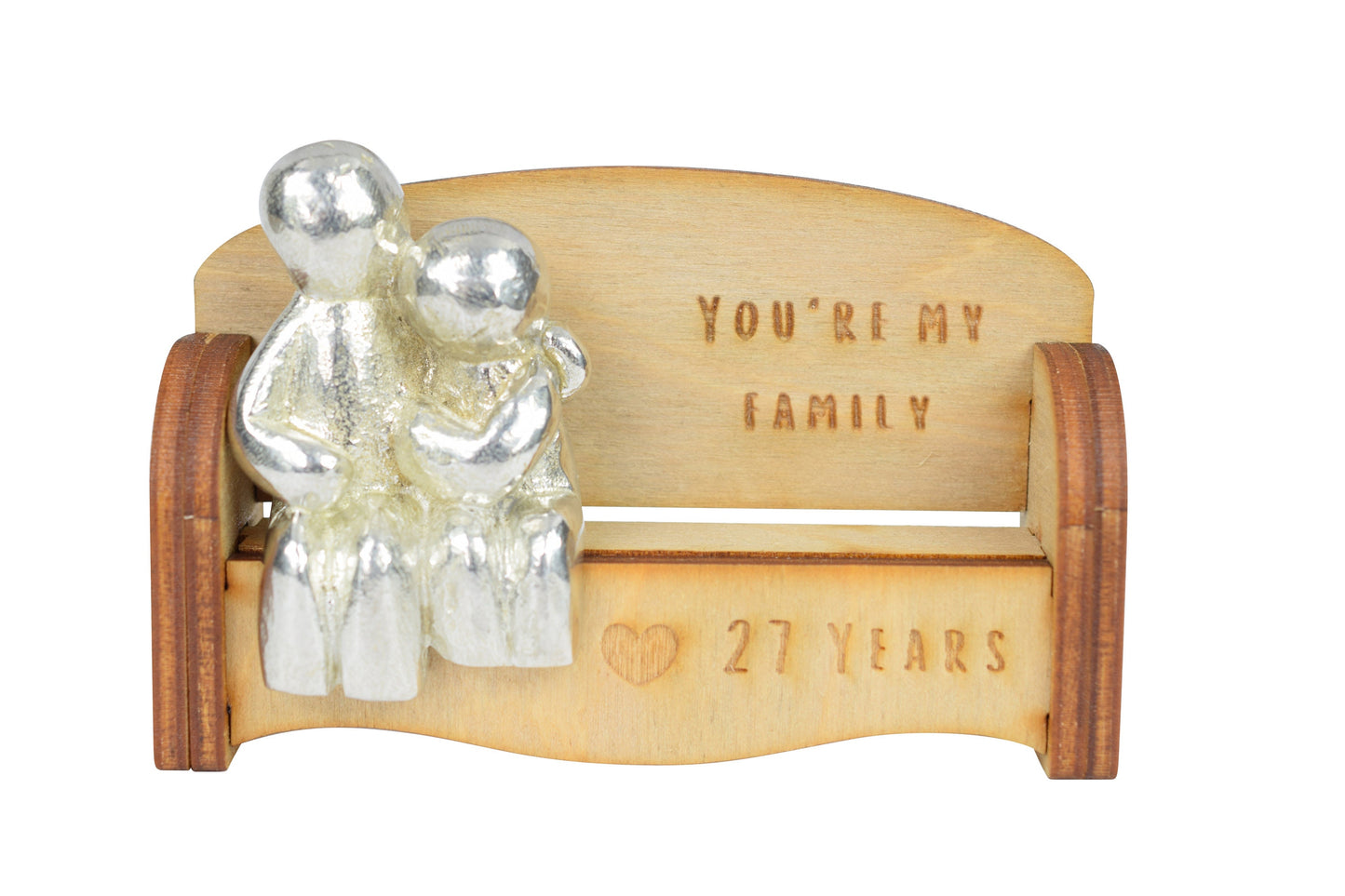 You're my family - 27 Years | Cuddling Couple on the Sofa | I Love You Gift | Wooden Sofa Bench | Part of the We Made a Family Range