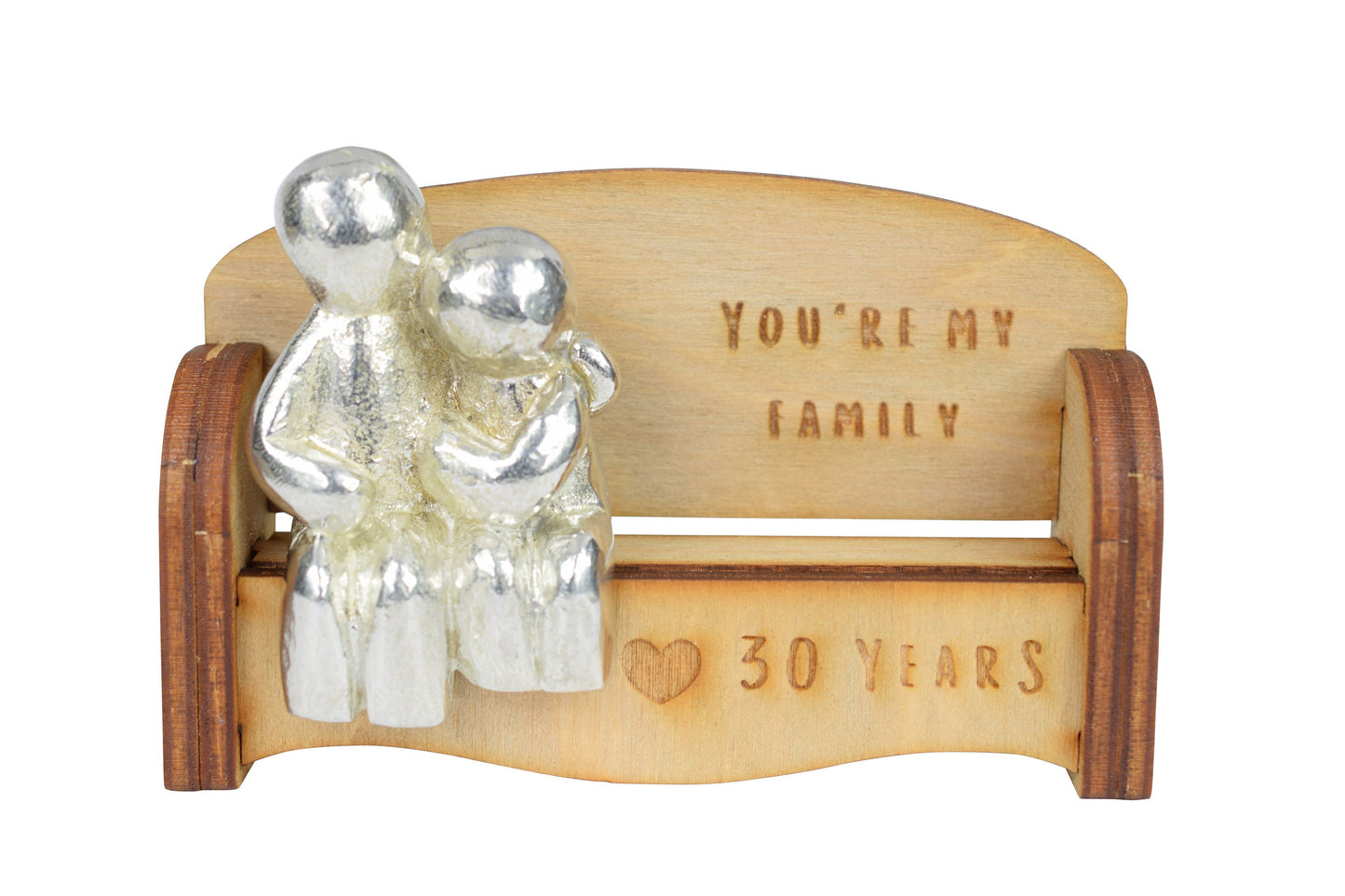 You're my family - 30 Years | Cuddling Couple on the Sofa | I Love You Gift | Wooden Sofa Bench | Part of the We Made a Family Range