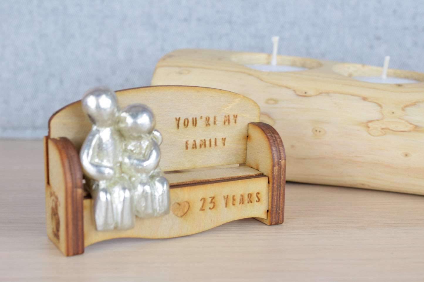 You're my family - 23 Years | Cuddling Couple on the Sofa | I Love You Gift | Wooden Sofa Bench | Part of the We Made a Family Range
