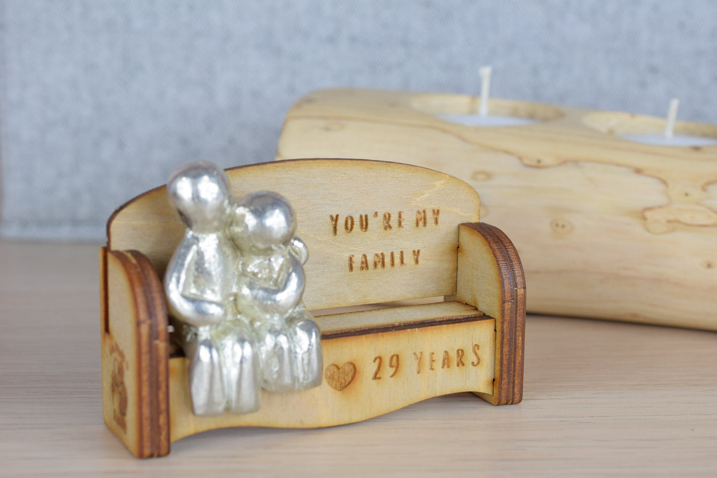You're my family - 29 Years | Cuddling Couple on the Sofa | I Love You Gift | Wooden Sofa Bench | Part of the We Made a Family Range