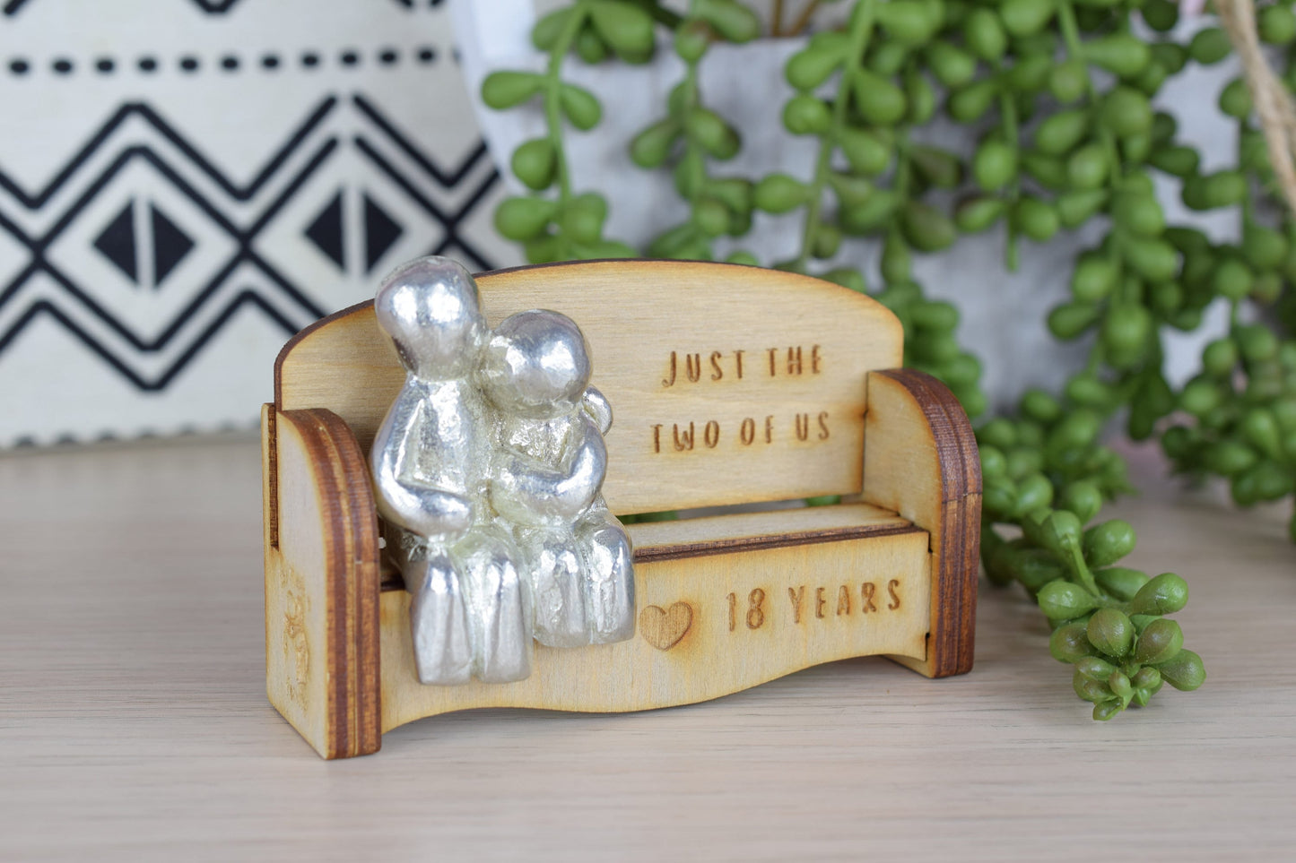 Just the two of us - 18 Years | Cuddling Couple on the Sofa | I Love You Gift | Wooden Sofa Bench | Part of the We Made a Family Range