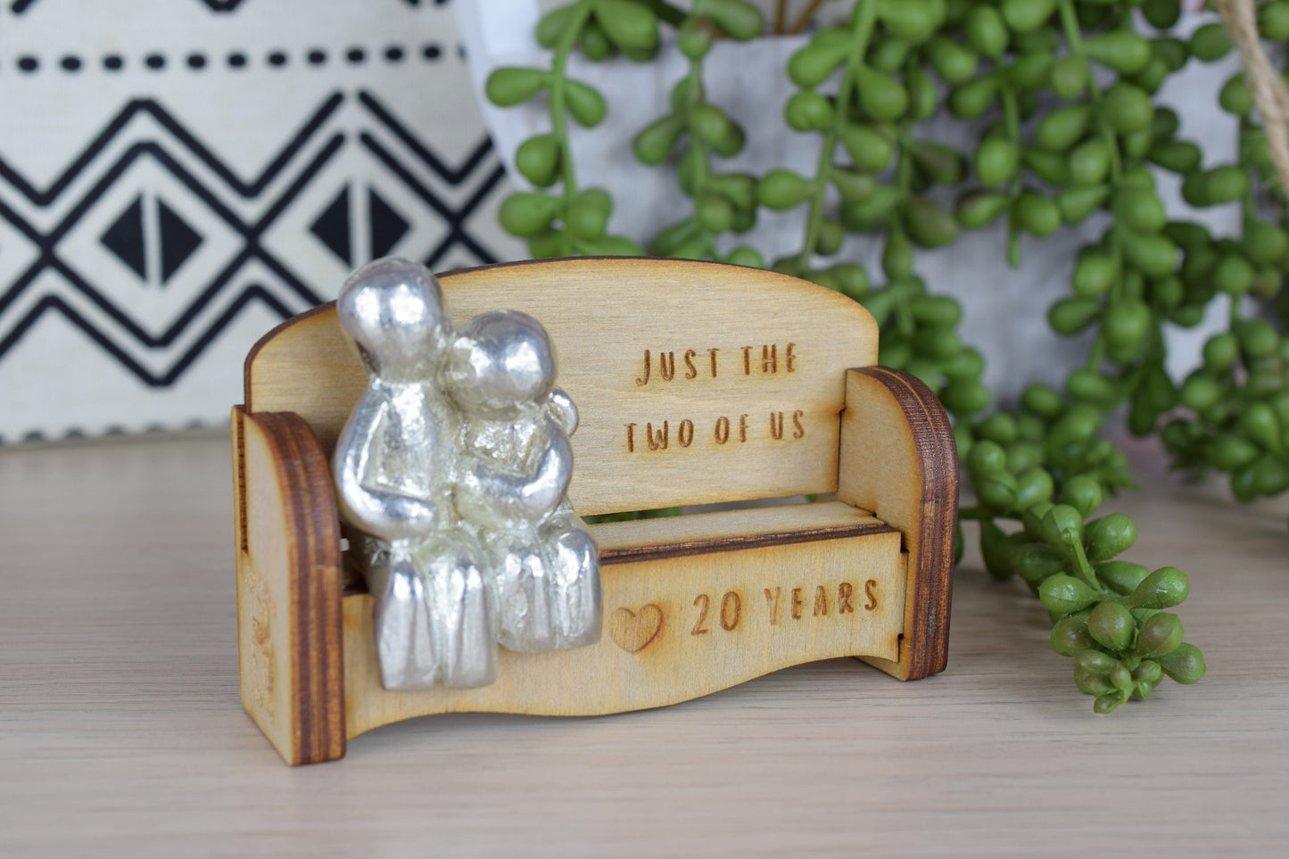 Just the two of us - 20 Years | Cuddling Couple on the Sofa | I Love You Gift | Wooden Sofa Bench | Part of the We Made a Family Range