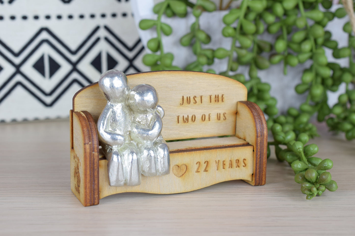 Just the two of us - 22 Years | Cuddling Couple on the Sofa | I Love You Gift | Wooden Sofa Bench | Part of the We Made a Family Range