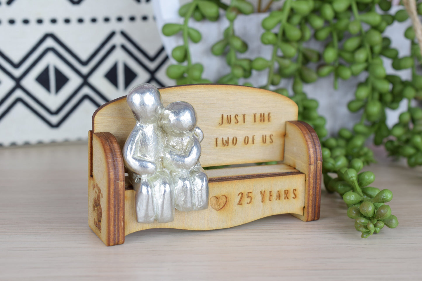Just the two of us - 25 Years | Cuddling Couple on the Sofa | I Love You Gift | Wooden Sofa Bench | Part of the We Made a Family Range