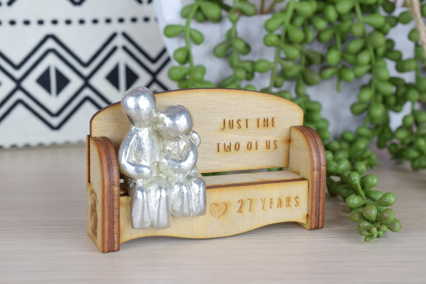 Just the two of us - 27 Years | Cuddling Couple on the Sofa | I Love You Gift | Wooden Sofa Bench | Part of the We Made a Family Range