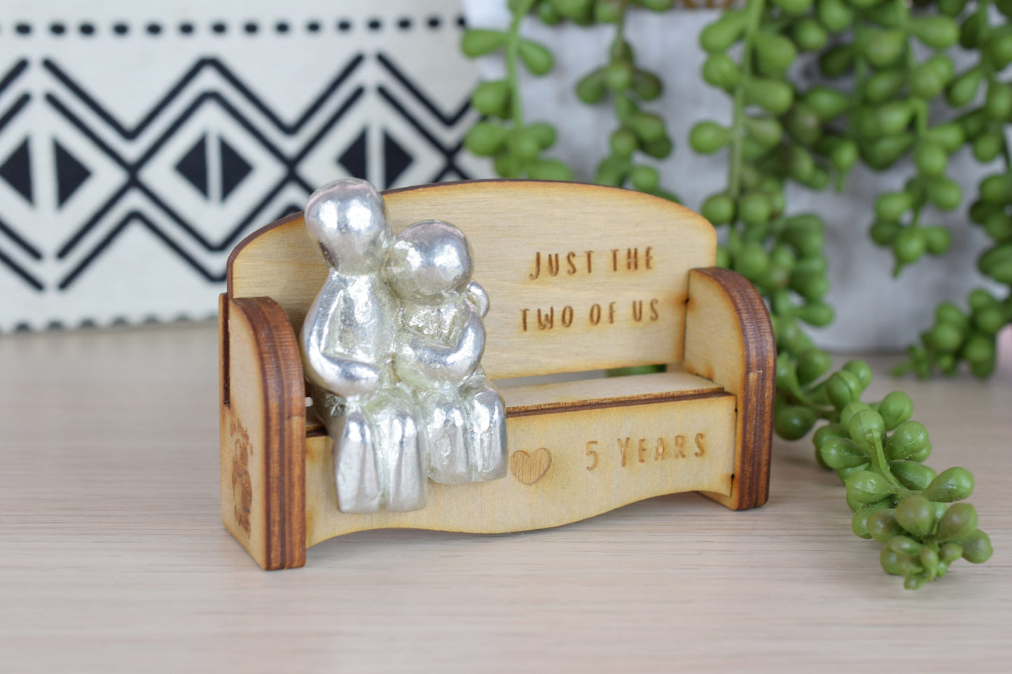 Just the two of us - 5 Years | Cuddling Couple on the Sofa | I Love You Gift | Wooden Sofa Bench | Part of the We Made a Family Range