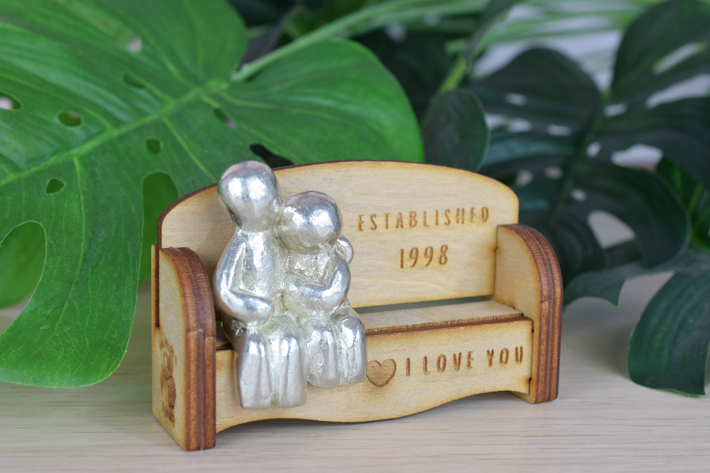 Established 1998 - Cuddling Couple on the Sofa | I Love You Gift | Wooden Sofa Bench | Part of the We Made a Family Range