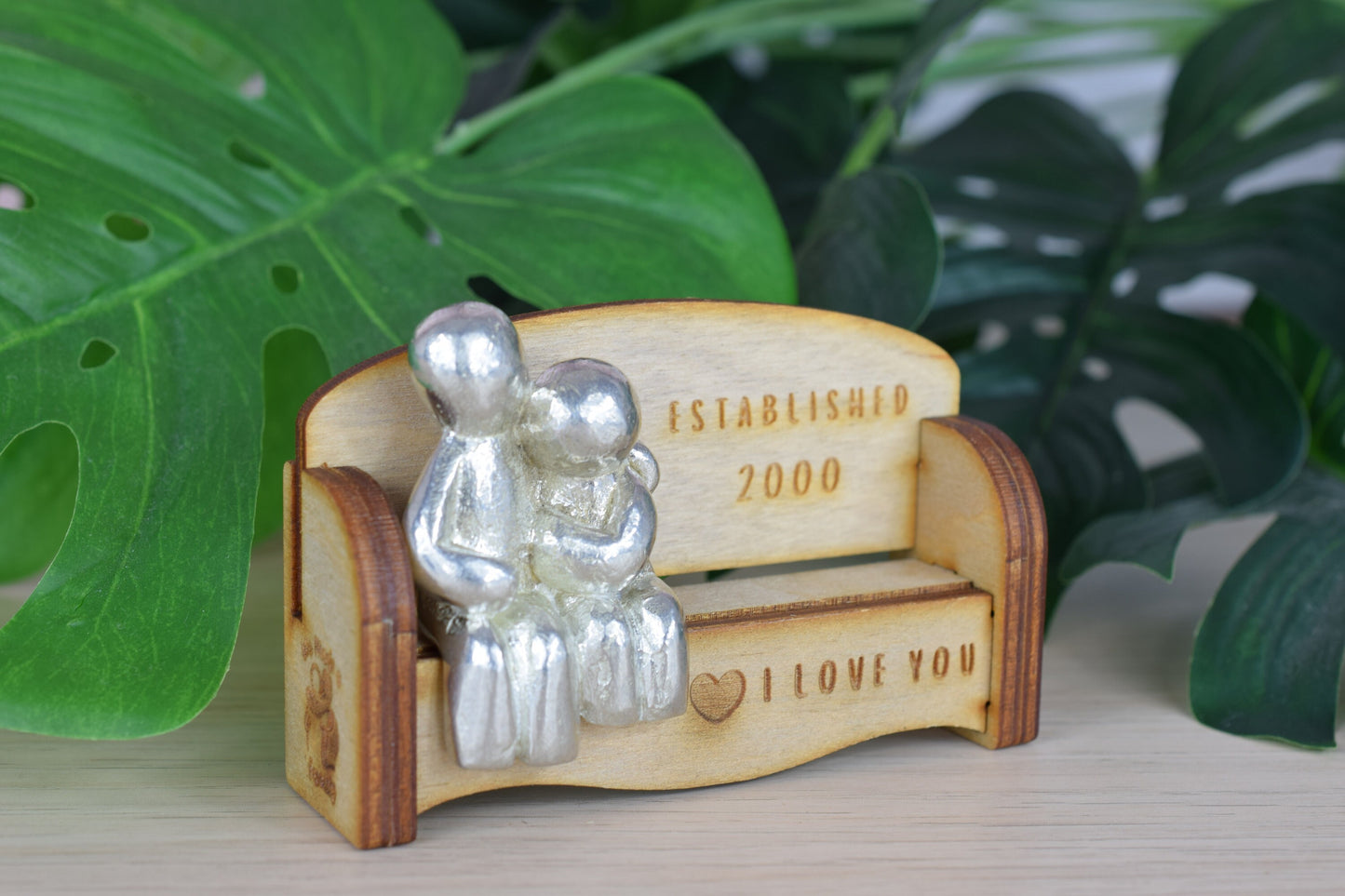 Established 2000 - Cuddling Couple on the Sofa | I Love You Gift | Wooden Sofa Bench | Part of the We Made a Family Range