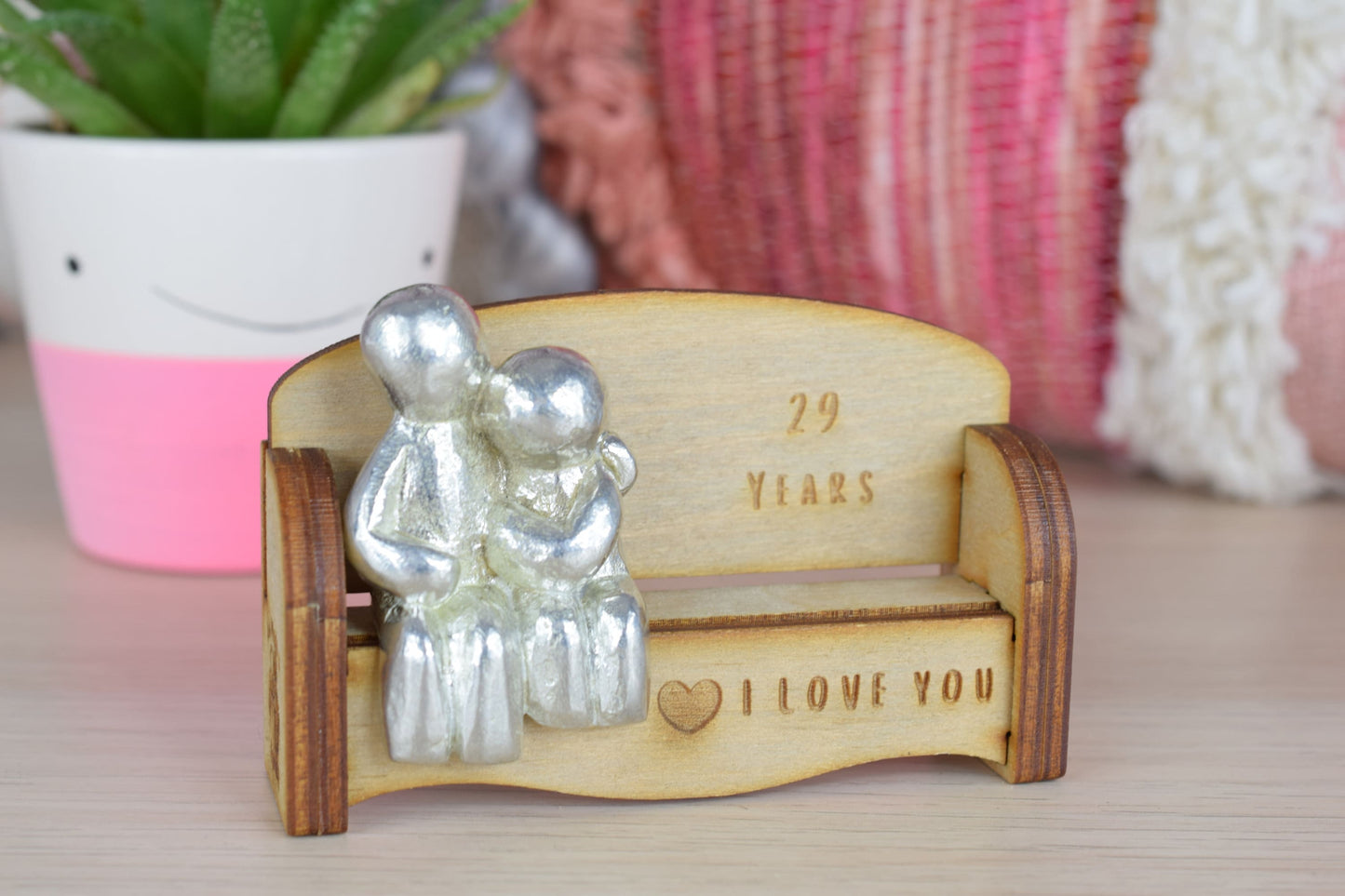 29 Years - Cuddling Couple on the Sofa | I Love You Gift | Wooden Sofa Bench | Part of the We Made a Family Range