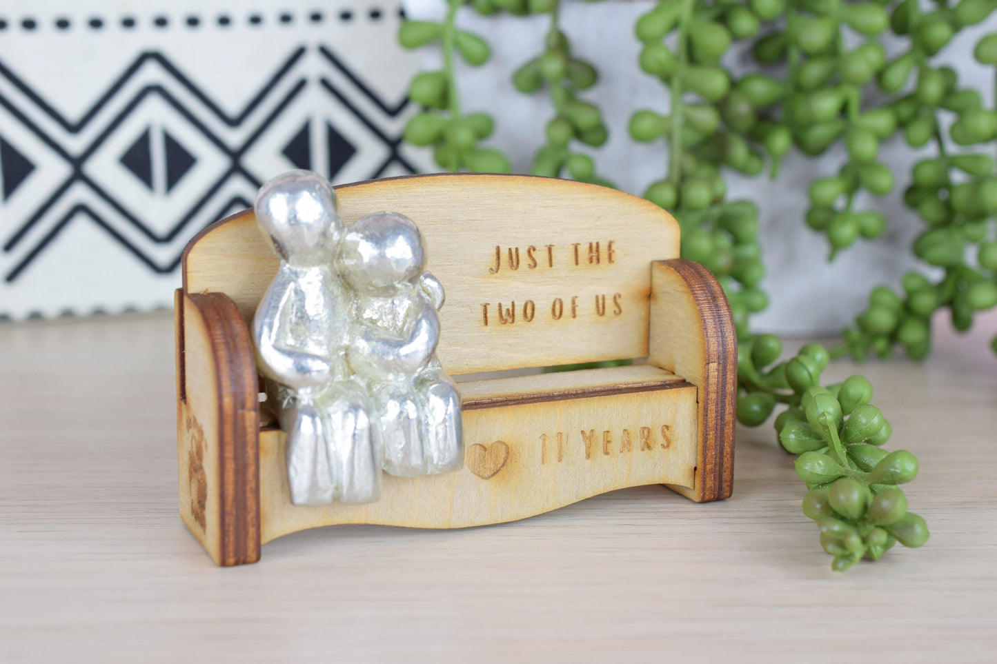 Just the two of us - 11 Years | Cuddling Couple on the Sofa | I Love You Gift | Wooden Sofa Bench | Part of the We Made a Family Range