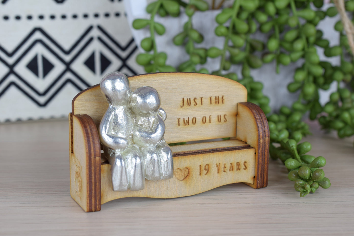 Just the two of us - 19 Years | Cuddling Couple on the Sofa | I Love You Gift | Wooden Sofa Bench | Part of the We Made a Family Range