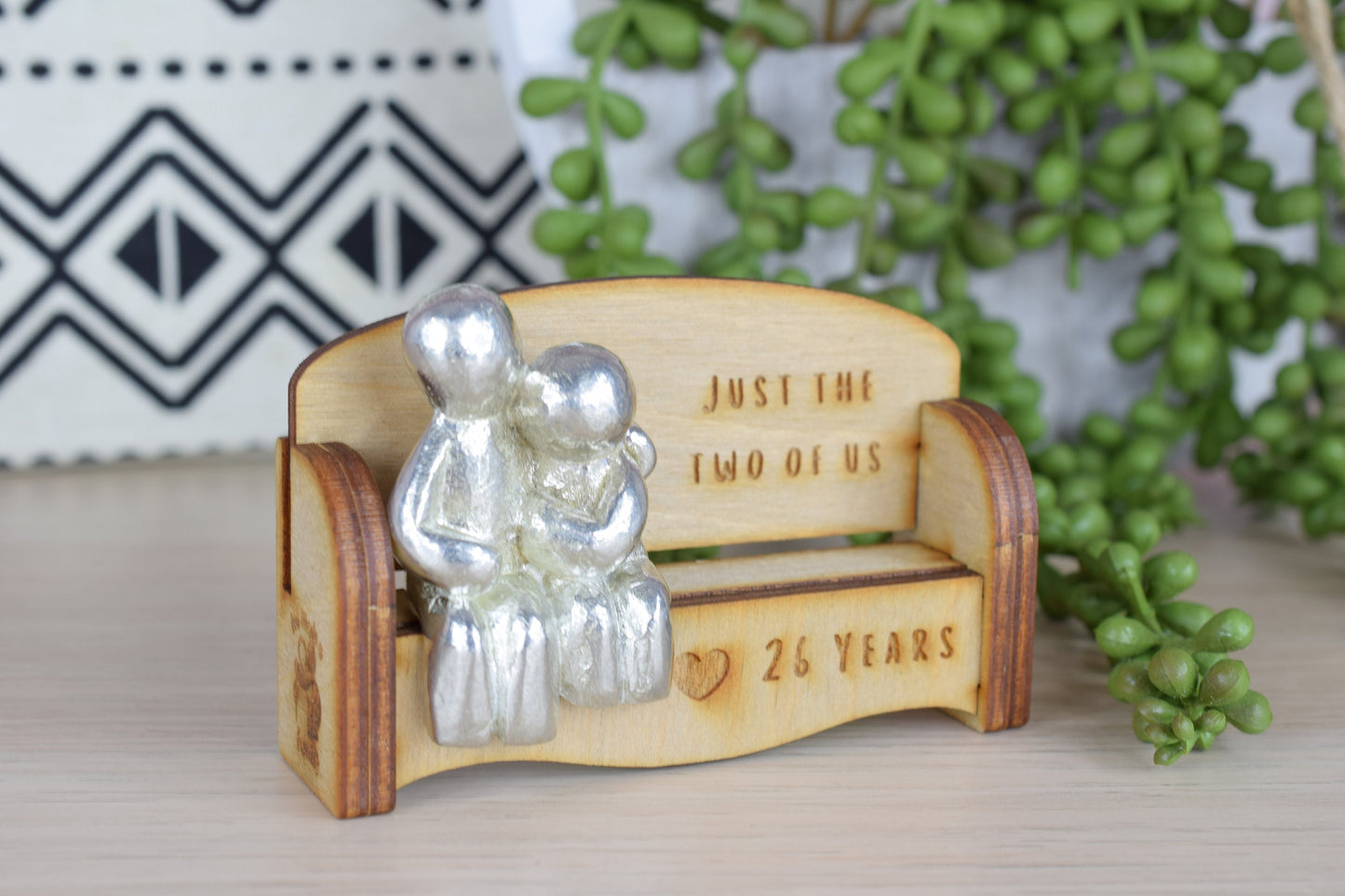 Just the two of us - 26 Years | Cuddling Couple on the Sofa | I Love You Gift | Wooden Sofa Bench | Part of the We Made a Family Range