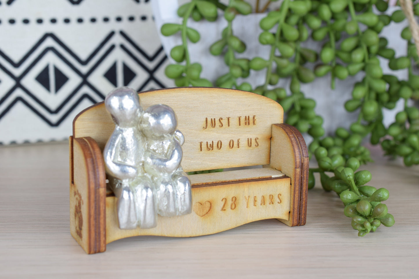 Just the two of us - 28 Years | Cuddling Couple on the Sofa | I Love You Gift | Wooden Sofa Bench | Part of the We Made a Family Range