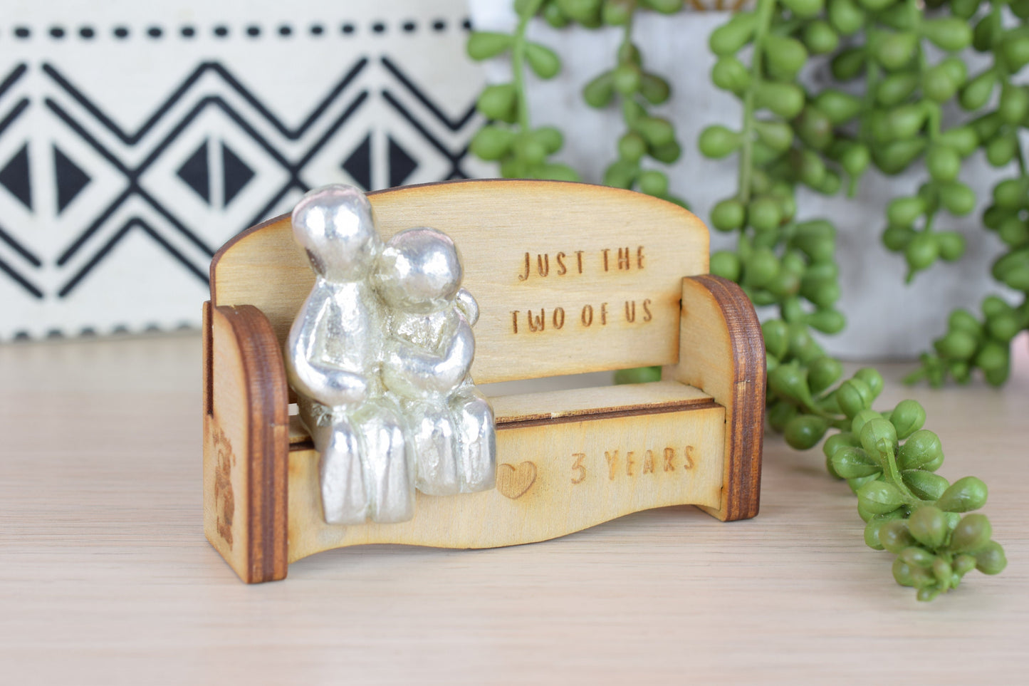 Just the two of us - 3 Years | Cuddling Couple on the Sofa | I Love You Gift | Wooden Sofa Bench | Part of the We Made a Family Range