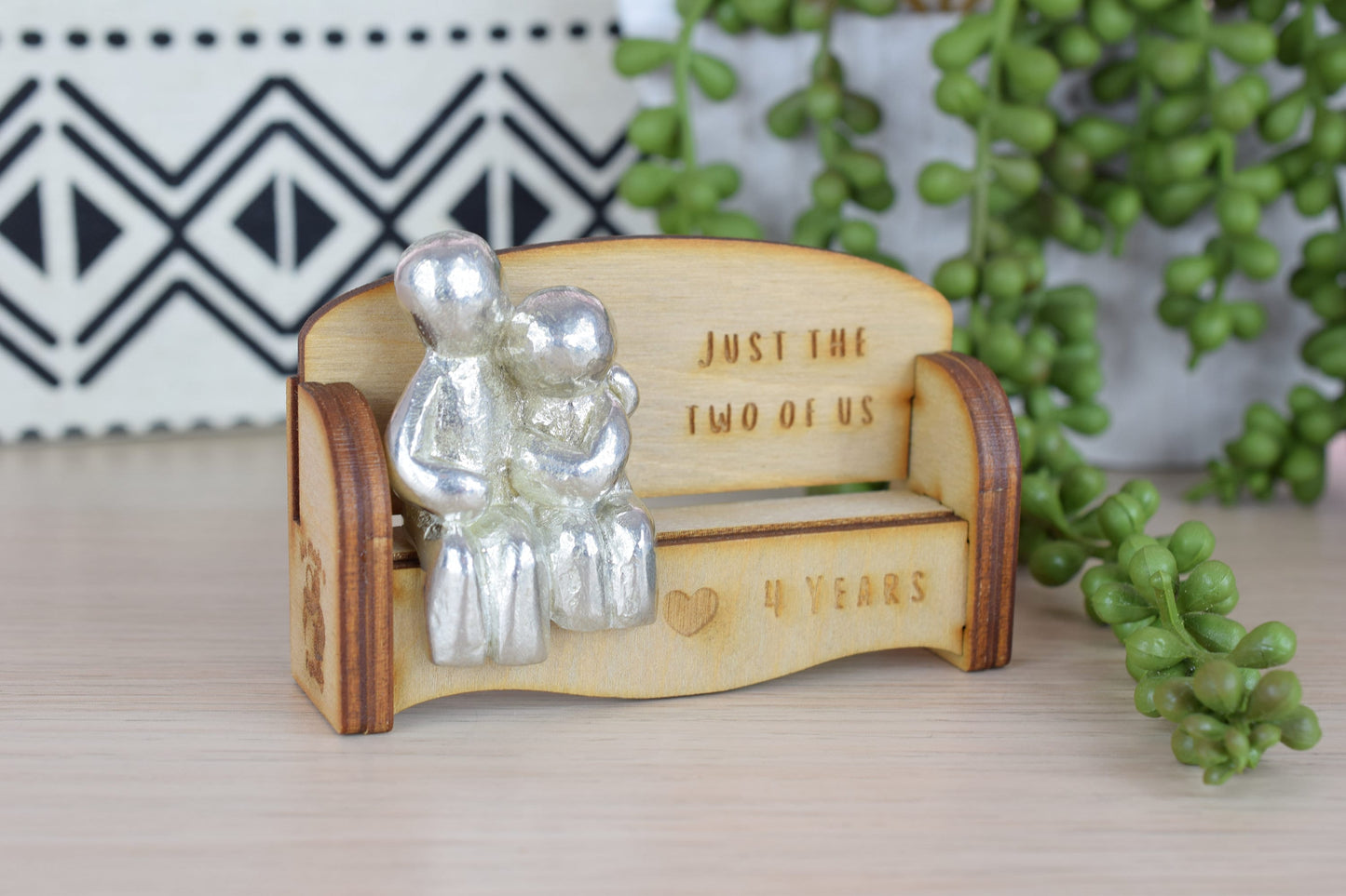 Just the two of us - 4 Years | Cuddling Couple on the Sofa | I Love You Gift | Wooden Sofa Bench | Part of the We Made a Family Range