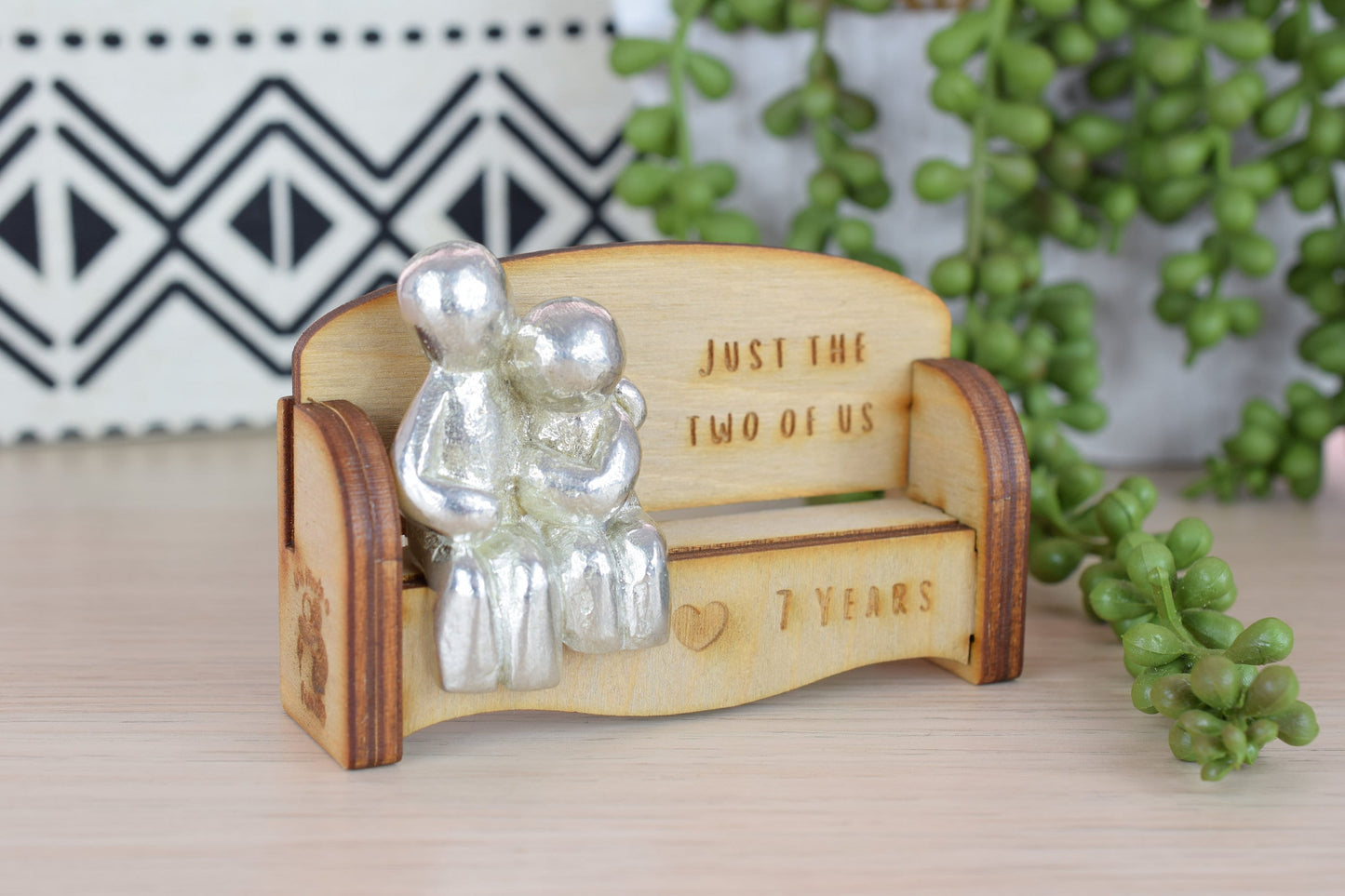 Just the two of us - 7 Years | Cuddling Couple on the Sofa | I Love You Gift | Wooden Sofa Bench | Part of the We Made a Family Range