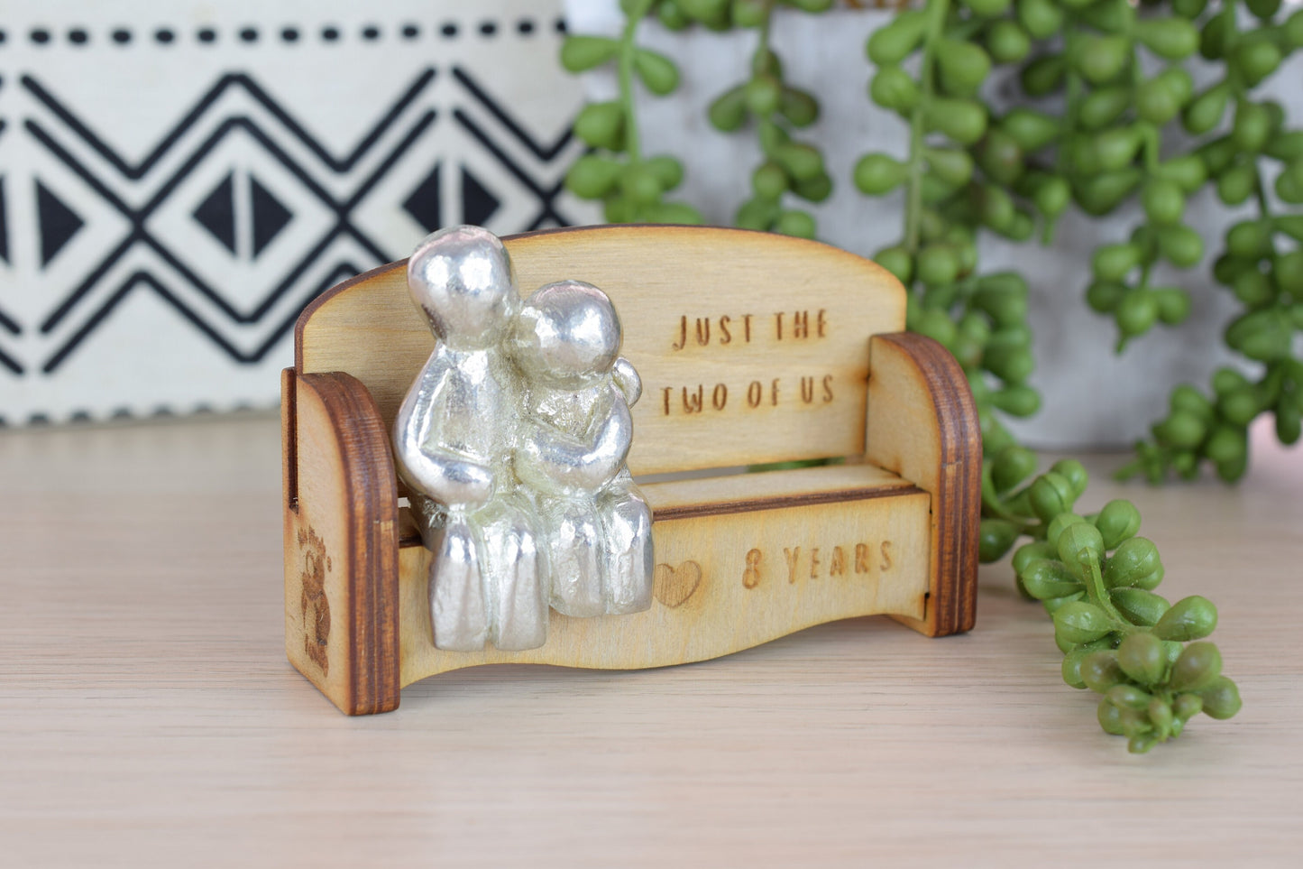 Just the two of us - 8 Years | Cuddling Couple on the Sofa | I Love You Gift | Wooden Sofa Bench | Part of the We Made a Family Range