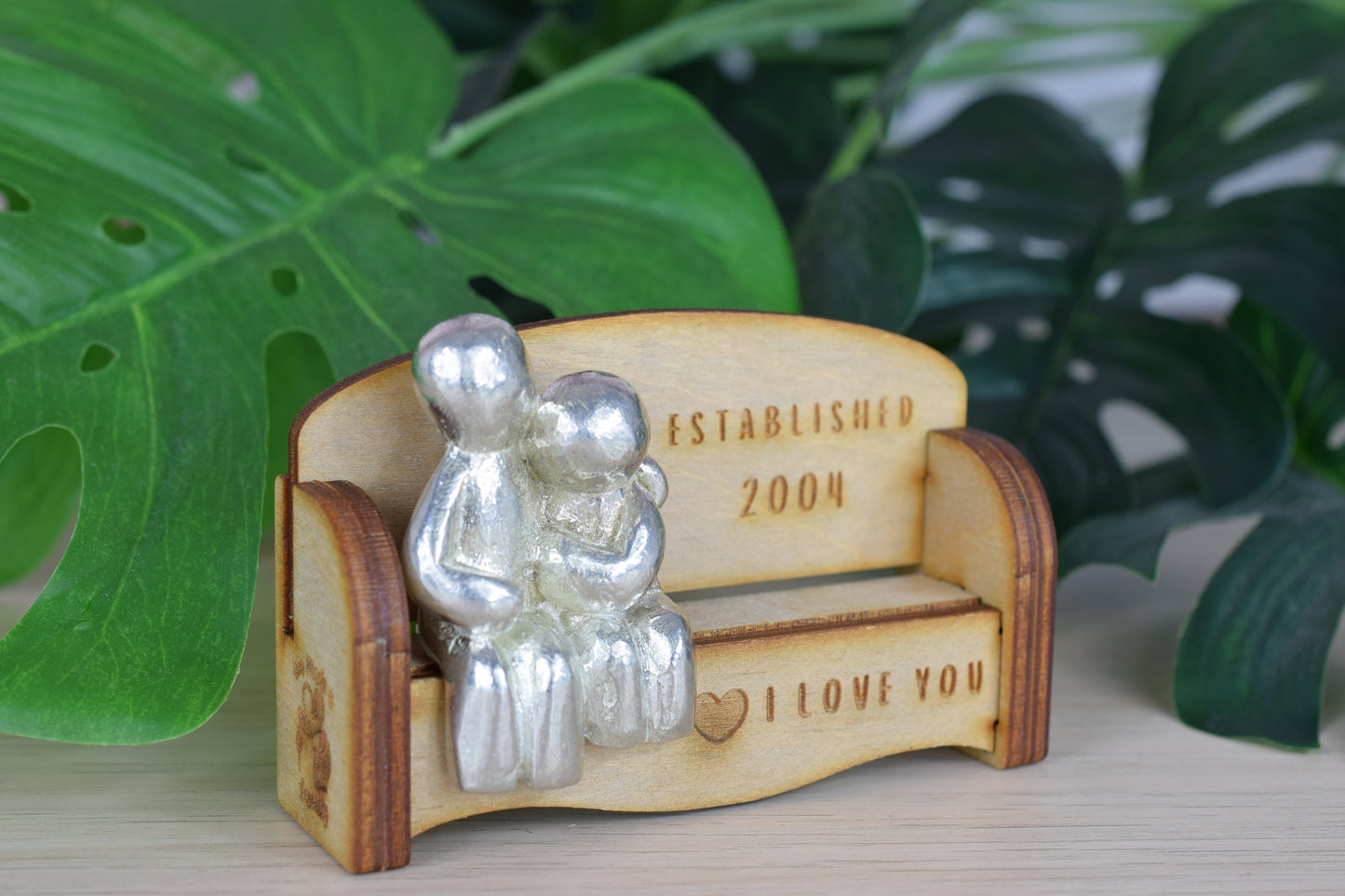 Established 2004 - Cuddling Couple on the Sofa | I Love You Gift | Wooden Sofa Bench | Part of the We Made a Family Range