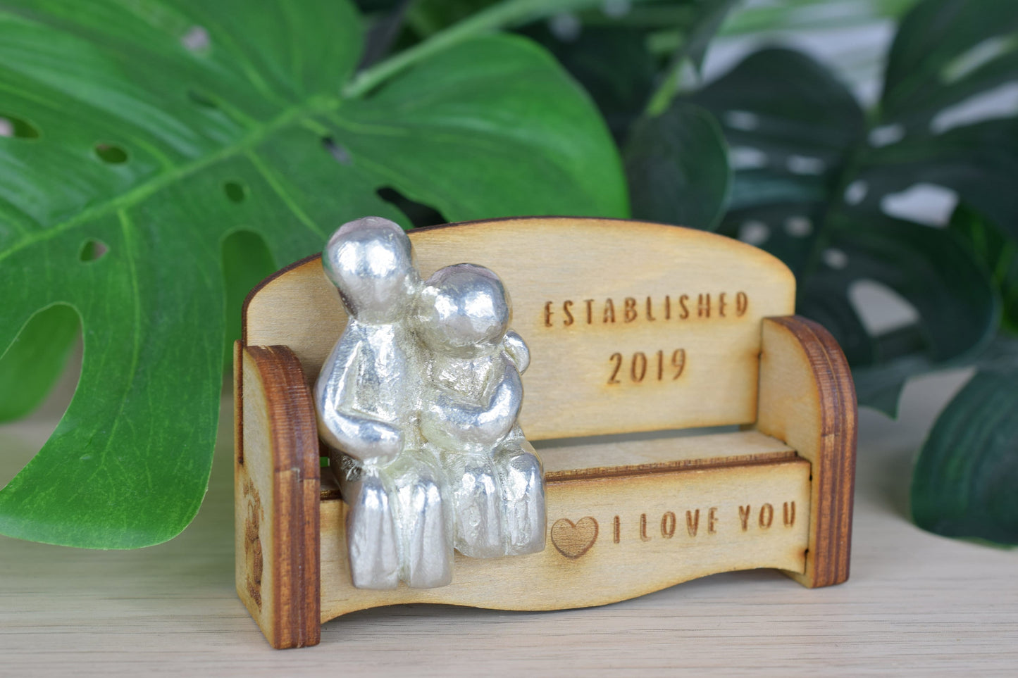 Established 2019 - Cuddling Couple on the Sofa | I Love You Gift | Wooden Sofa Bench | Part of the We Made a Family Range