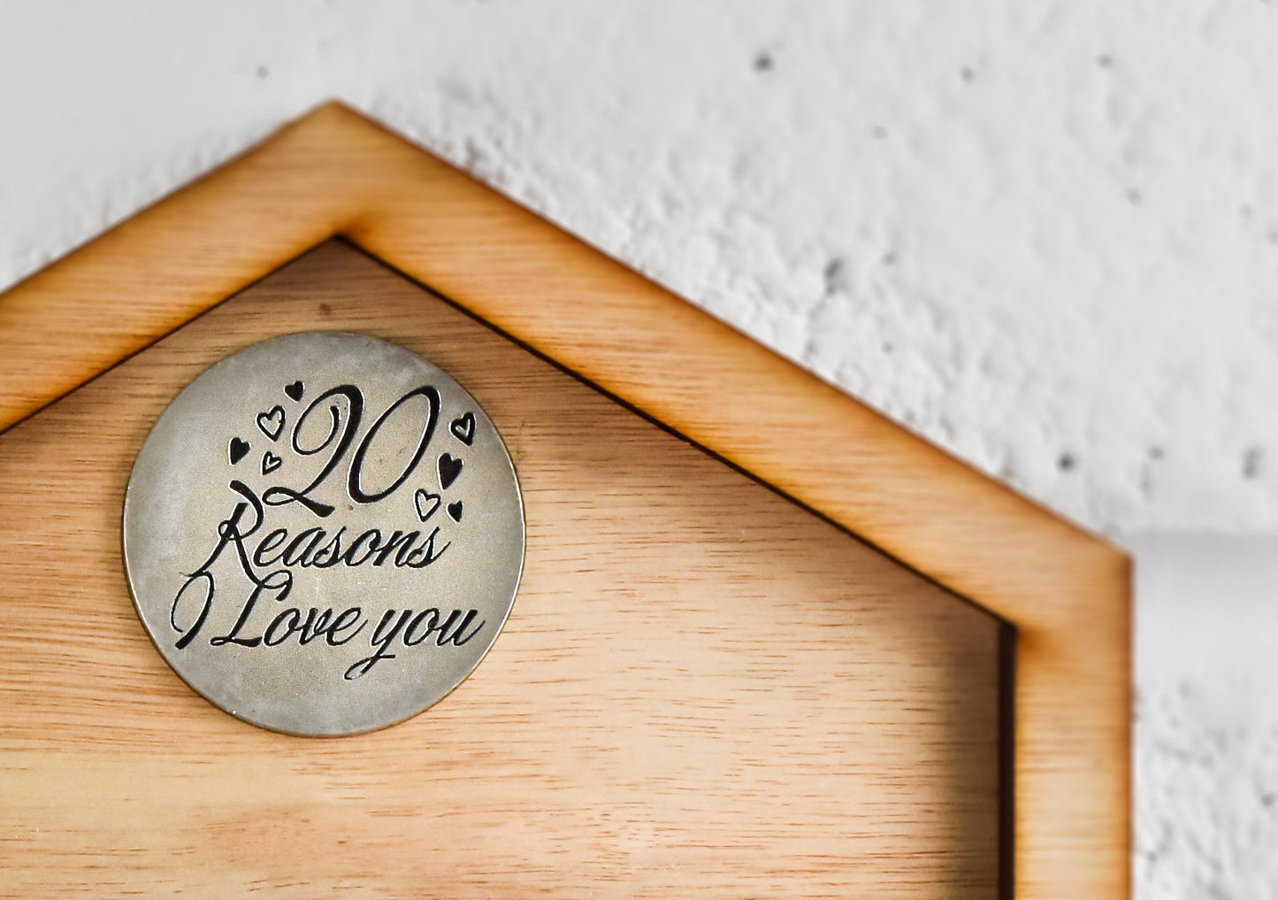 20th Anniversary 20 Reasons I Love You Wooden Wall Frame - Full Colour Love Tokens