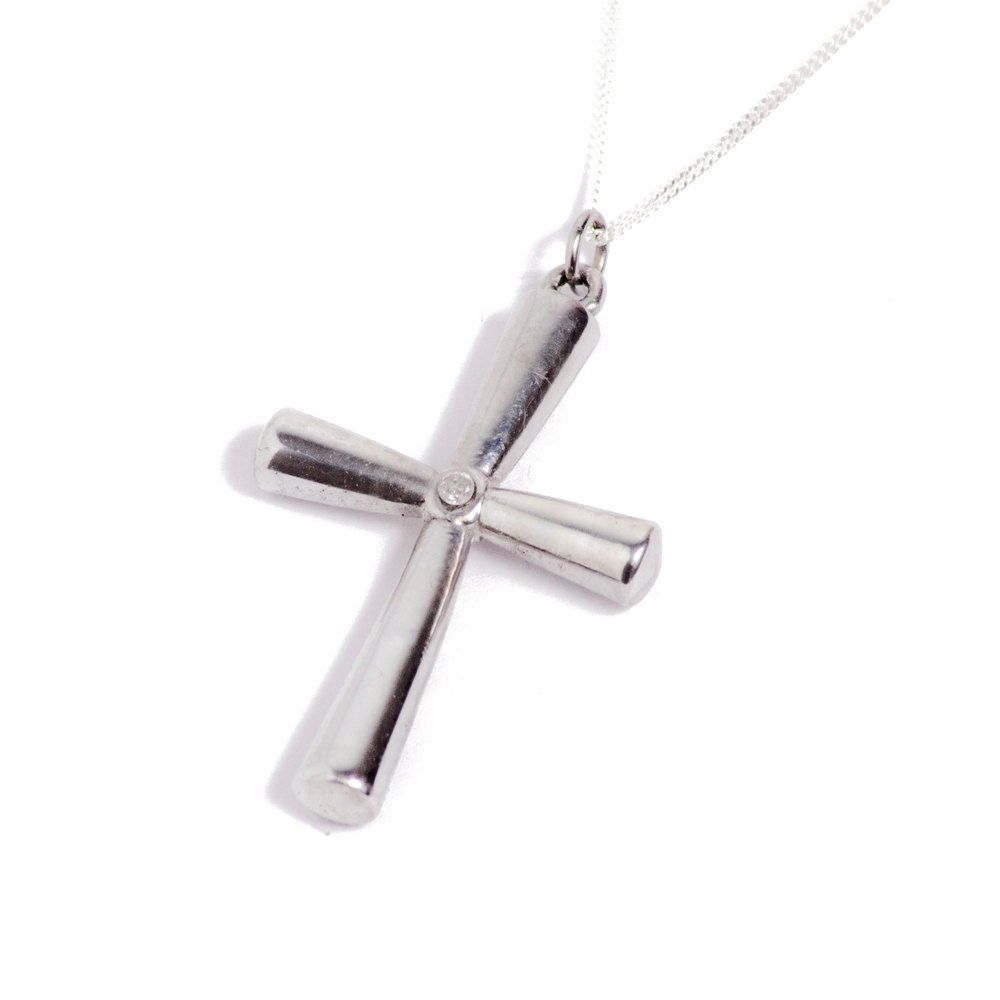 Tin 10th Anniversary Diamond Cross Pendant