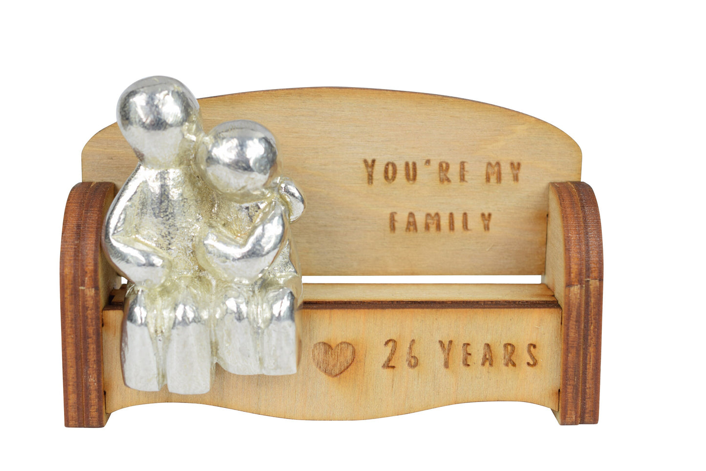 You're my family - 26 Years | Cuddling Couple on the Sofa | I Love You Gift | Wooden Sofa Bench | Part of the We Made a Family Range