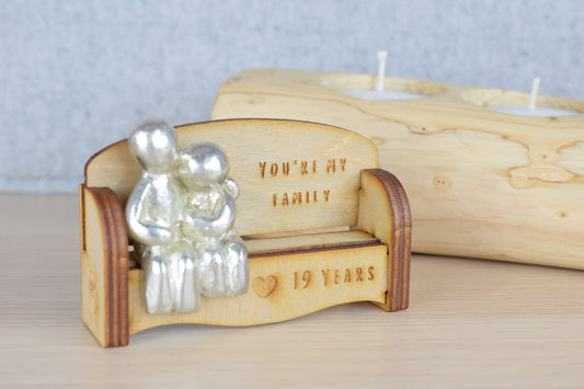 You're my family - 19 Years | Cuddling Couple on the Sofa | I Love You Gift | Wooden Sofa Bench | Part of the We Made a Family Range