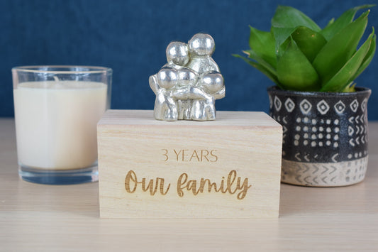 3 Years Our Little Hugging Family | 3rd Anniversary Gift - Choose Your Own Family Combination | Part of the We Made a Family Range