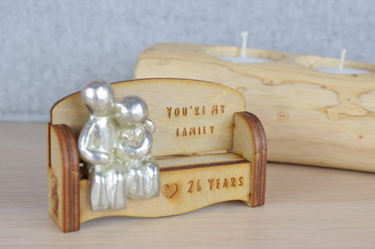 You're my family - 26 Years | Cuddling Couple on the Sofa | I Love You Gift | Wooden Sofa Bench | Part of the We Made a Family Range