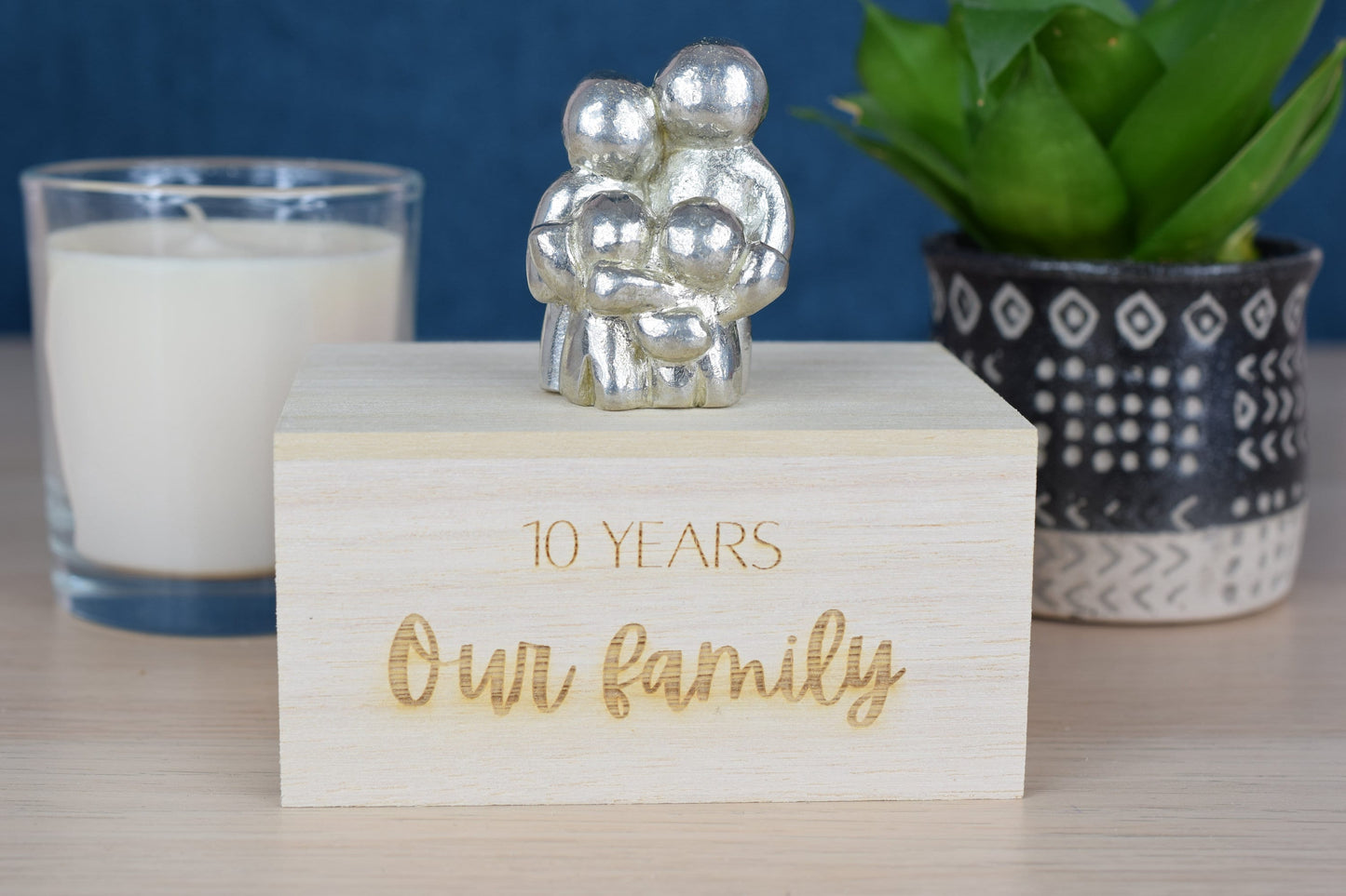 10 Years Our Little Hugging Family 100% Pure Tin Gifts | Hugging Family 10th Anniversary Gift - Choose Your Own Family Combination