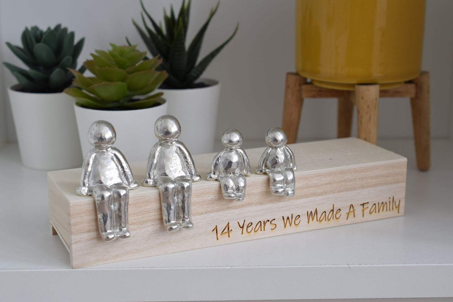 14 Years We Made a Family Sculpture Figurines - 14th Anniversary | Years 1 to 30 Available | Wooden Box Size & Grain Will Vary
