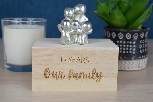 15 Years Our Little Hugging Family | 15th Anniversary Gift - Choose Your Own Family Combination | Part of the We Made a Family Range