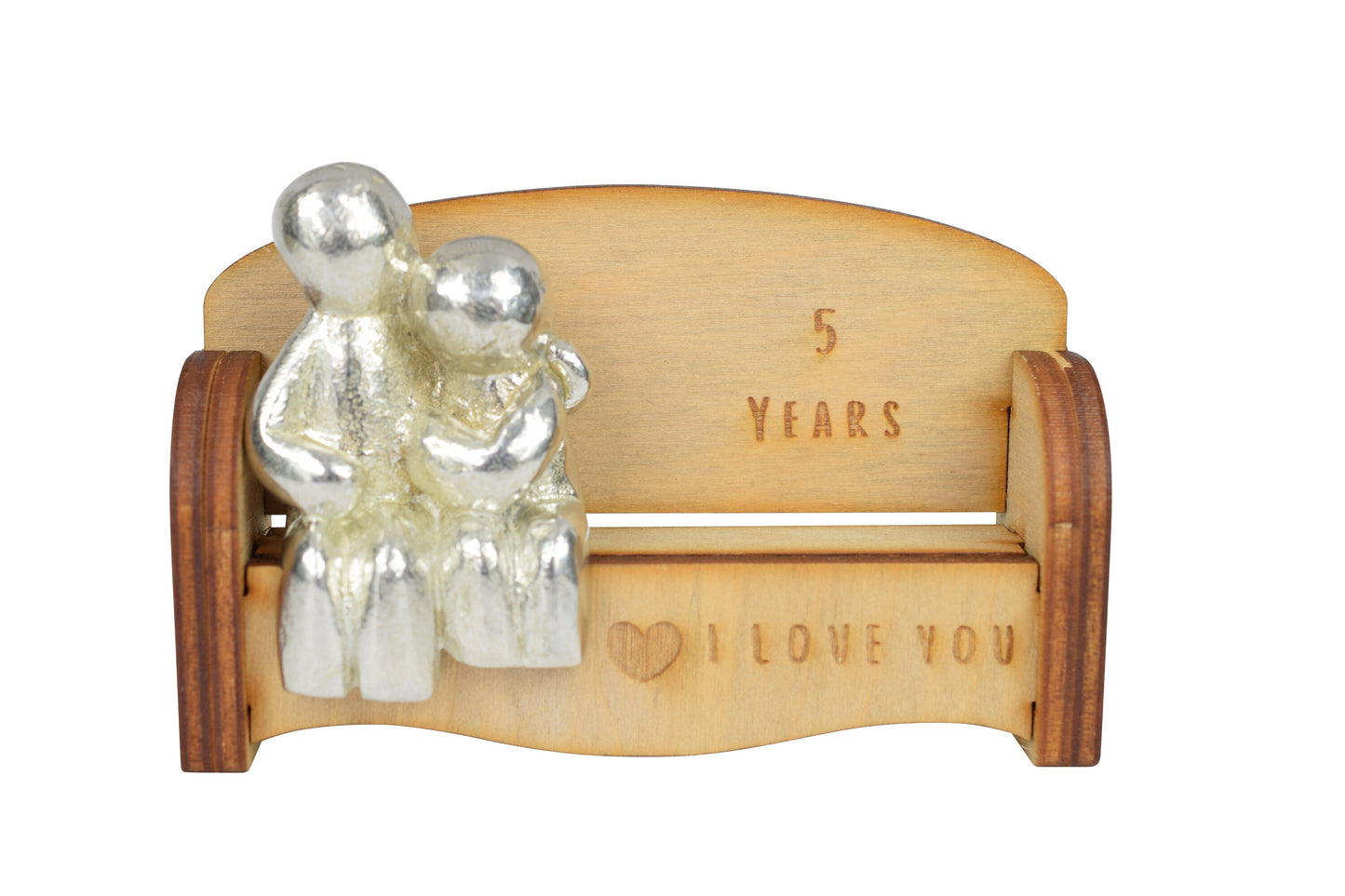 5 Years - Cuddling Couple on the Sofa | I Love You Gift | Wooden Sofa Bench | Part of the We Made a Family Range