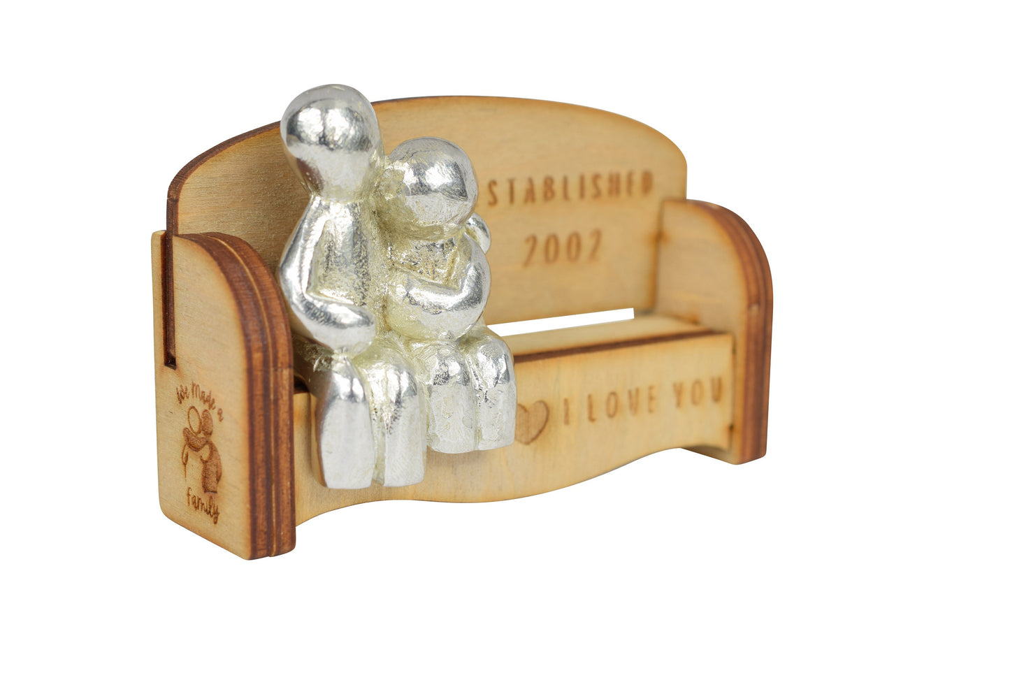 Established 2002 - Cuddling Couple on the Sofa | I Love You Gift | Wooden Sofa Bench | Part of the We Made a Family Range