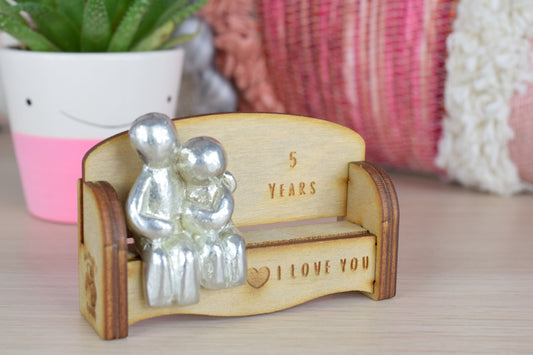 5 Years - Cuddling Couple on the Sofa | I Love You Gift | Wooden Sofa Bench | Part of the We Made a Family Range