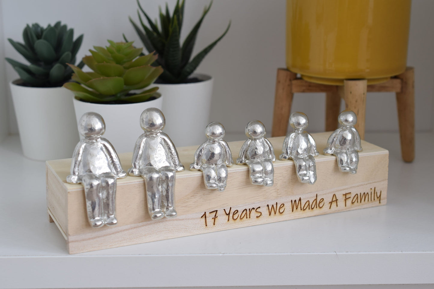 17 Years We Made a Family Sculpture Figurines - 17th Anniversary | Years 1 to 30 Available | Wooden Box Size & Grain Will Vary