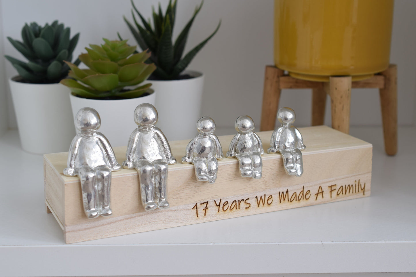 17 Years We Made a Family Sculpture Figurines - 17th Anniversary | Years 1 to 30 Available | Wooden Box Size & Grain Will Vary